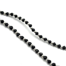 Natural Black Spinel Faceted Rondelle Beaded Necklace | 3mm | 925 Sterling Silver | VVS1 Clarity | 18 Inch Strand