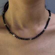 Natural Black Spinel Faceted Rondelle Beaded Necklace | 4.5mm | 925 Sterling Silver | VVS1 Clarity | 18 Inch Strand