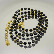Natural Black Spinel Necklace | Faceted Round Beads 4.5mm | 925 Sterling Silver | VVS1 Clarity | 18 Inch Strand