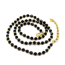 Natural Black Spinel Necklace | Faceted Round Beads 4.5mm | 925 Sterling Silver | VVS1 Clarity | 18 Inch Strand