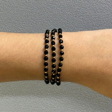 Natural Black Spinel Necklace | Faceted Round Beads 4.5mm | 925 Sterling Silver | VVS1 Clarity | 18 Inch Strand