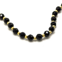 Natural Black Spinel Necklace | Faceted Round Beads 4.5mm | 925 Sterling Silver | VVS1 Clarity | 18 Inch Strand