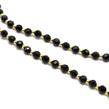 Natural Black Spinel Necklace | Faceted Round Beads 4.5mm | 925 Sterling Silver | VVS1 Clarity | 18 Inch Strand