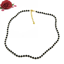 Natural Black Spinel Necklace | Faceted Round Beads 4.5mm | 925 Sterling Silver | VVS1 Clarity | 18 Inch Strand