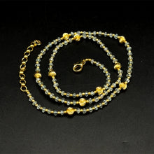 Natural Blue Aquamarine | 925 Sterling Silver | Faceted Rondelle Beaded Necklace | 3mm | VVS1 Clarity | 18 Inch Strand