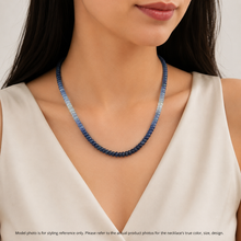 Natural Blue Sapphire Rondelle Facet Cut Beads Precious Necklace