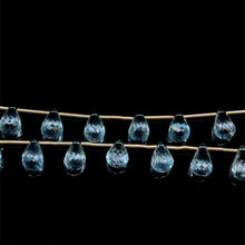 Blue Topaz Station Long Necklace Drop Briolette Cut Top Sky Blue Handmade Natural Gemstone Jewelry