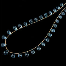 Blue Topaz Station Long Necklace Drop Briolette Cut Top Sky Blue Handmade Natural Gemstone Jewelry
