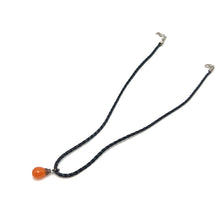 Natural Carnelian 15mm Briolette Drop Shape Gemstone Pendant Handcrafted In Black Twisted Cord Necklace Associated