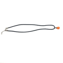 Natural Carnelian 15mm Briolette Drop Shape Gemstone Pendant Handcrafted In Black Twisted Cord Necklace Associated