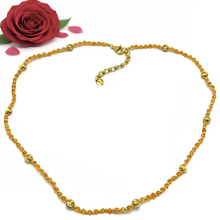 Natural Carnelian | 925 Sterling Silver | Faceted Rondelle Beaded Necklace with Gold Charms | 3mm | Rich Orange | VVS1
