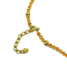 Natural Carnelian | 925 Sterling Silver | Faceted Rondelle Beaded Necklace with Gold Charms | 4mm | VVS1 Clarity | 18