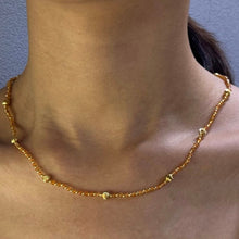 Natural Carnelian | 925 Sterling Silver | Faceted Rondelle Beaded Necklace with Gold Charms | 3mm | Rich Orange | VVS1