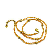 Natural Carnelian | 925 Sterling Silver | Faceted Rondelle Beaded Necklace with Gold Charms | 3mm | Rich Orange | VVS1