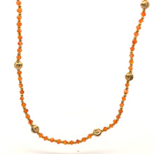 Natural Carnelian | 925 Sterling Silver | Faceted Rondelle Beaded Necklace with Golden Charms | 3mm | Orange Hue | VVS1