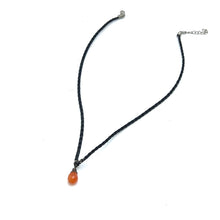 Natural Carnelian Gemstone 13mm Drop Shape With Black Twisted Cord Pendant Necklace Known For Action Focus