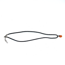 Natural Carnelian Gemstone 13mm Drop Shape With Dark Twisted Cord Pendant Necklace Symbol Of Courage Passion