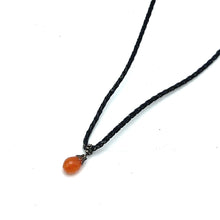 Natural Carnelian Gemstone 13mm Drop Shape With Dark Twisted Cord Pendant Necklace Symbol Of Courage Passion