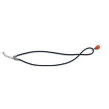 Natural Carnelian Gemstone 14.5mm Pear Shape With Black Twisted Cord Pendant Necklace Associated With Confidence
