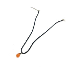 Natural Carnelian Gemstone 14mm Drop Shape With Dark Twisted Cord Pendant Necklace Known For Confidence Motivation
