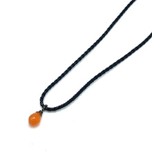 Natural Carnelian Gemstone 14mm Drop Shape With Dark Twisted Cord Pendant Necklace Known For Confidence Motivation