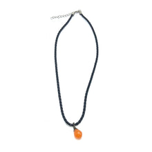 Natural Carnelian Gemstone 14mm Drop Shape With Dark Twisted Cord Pendant Necklace Known For Confidence Motivation