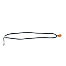 Natural Carnelian Gemstone 14mm Drop Shape With Dark Twisted Cord Pendant Necklace Known For Confidence Motivation