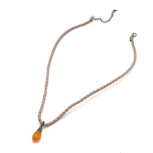 Natural Carnelian Gemstone 15mm Drop Shape With Light Pink Twisted Cord Pendant Necklace Associated With Passion Drive