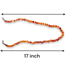 Natural Carnelian Plain 6mm Ball Semiprecious Necklace