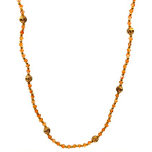Natural Carnelian | 925 Sterling Silver | Faceted Rondelle Beaded Necklace with Gold Charms | 3mm | Rich Orange | VVS1