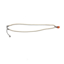 Natural Carnelian Gemstone Pendant 13mm Drop Shape with White Twisted Cord Necklace Unisex Jewelry - Necklace