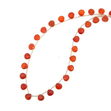 Natural Carnelian Necklace | Heart Shape 8mm Briolette Cut Gemstone Beads | 16.2 Inch Handmade Jewelry - Necklace