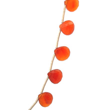 Natural Carnelian Necklace | Heart Shape 8mm Briolette Cut Gemstone Beads | 16.2 Inch Handmade Jewelry - Necklace