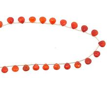 Natural Carnelian Necklace | Heart Shape 8mm Briolette Cut Gemstone Beads | 16.2 Inch Handmade Jewelry - Necklace