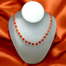 Natural Carnelian Necklace | Heart Shape 8mm Briolette Cut Gemstone Beads | 16.2 Inch Handmade Jewelry - Necklace