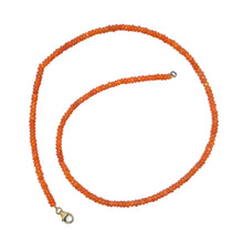 Natural Carnelian Necklace | Rondelle 4mm Faceted Cut Orange Gemstone Beads | 16.6 Inch Handcrafted Jewelry - Necklace