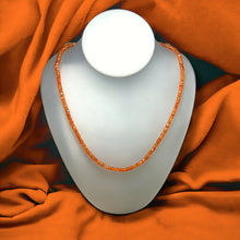 Natural Carnelian Necklace | Rondelle 4mm Faceted Cut Orange Gemstone Beads | 16.6 Inch Handcrafted Jewelry - Necklace
