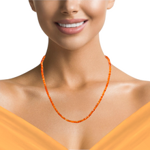 Natural Carnelian Necklace | Rondelle 4mm Faceted Cut Orange Gemstone Beads | 16.6 Inch Handcrafted Jewelry - Necklace