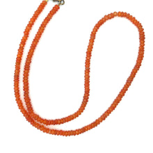 Natural Carnelian Necklace | Rondelle 4mm Faceted Cut Orange Gemstone Beads | 16.6 Inch Handcrafted Jewelry - Necklace