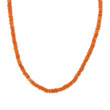 Natural Carnelian Necklace | Rondelle 4mm Faceted Cut Orange Gemstone Beads | 16.6 Inch Handcrafted Jewelry - Necklace