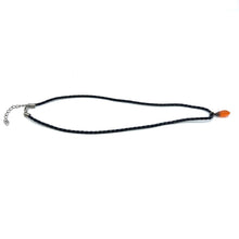 Natural Carnelian Pendant Necklace Pear Shape 15mm Gemstone with Black Twisted Cord Unisex Jewelry - Necklace