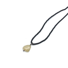 Natural Chalcedony Gemstone 21mm Tumble Shape with Black Twisted Cord Pendant Necklace - Necklace