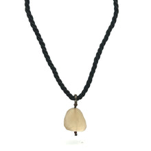 Natural Chalcedony Gemstone 21mm Tumble Shape with Black Twisted Cord Pendant Necklace - Necklace