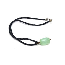 Natural Chalcedony Gemstone 28mm Tumble Shape with Black Twisted Cord Pendant Necklace - Necklace