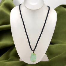 Natural Chalcedony Gemstone 28mm Tumble Shape with Black Twisted Cord Pendant Necklace - Necklace