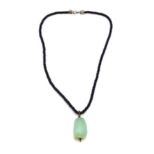 Natural Chalcedony Gemstone 28mm Tumble Shape with Black Twisted Cord Pendant Necklace - Necklace