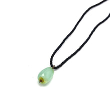 Natural Chalcedony Gemstone 28mm Tumble Shape with Black Twisted Cord Pendant Necklace - Necklace