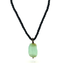 Natural Chalcedony Gemstone 28mm Tumble Shape with Black Twisted Cord Pendant Necklace - Necklace