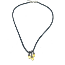 Natural Citrine Gemstone 10mm Drop Shape Pendant With Black Twisted Cord Necklace Known For Abundance Positivity