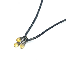 Natural Citrine Gemstone 10mm Drop Shape Pendant With Black Twisted Cord Necklace Known For Abundance Positivity
